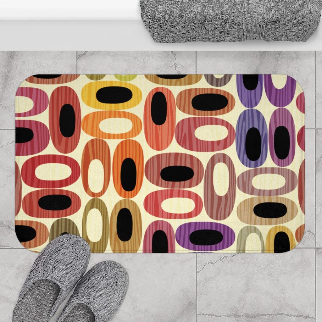 Retro Mid Century Modern Colorful Ovals Bath Mat | lovevisionkarma.com