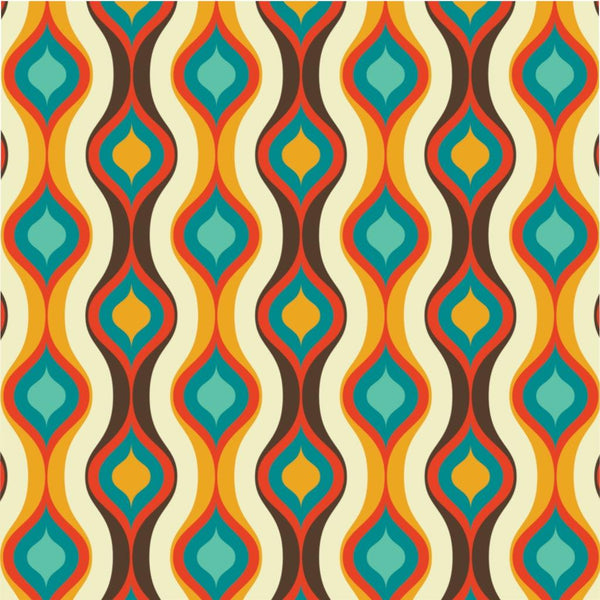 Retro 60's Geometric Waves Brown, Orange & Blue Mid Century Modern Duvet Cover | lovevisionkarma.com