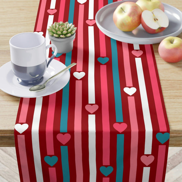 Retro MCM Valentine's Red, Pink and Blue Table Runner | lovevisionkarma.com