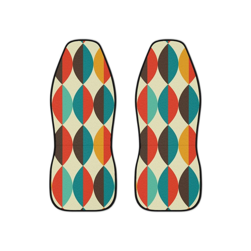 Retro Mid Century Mod Ovals Multicolor Car Seat Covers | lovevisionkarma.com