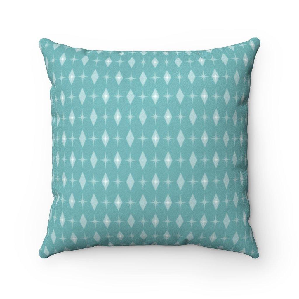 Retro Bursts and Diamonds Mid Century Mod Blue Pillow | lovevisionkarma.com