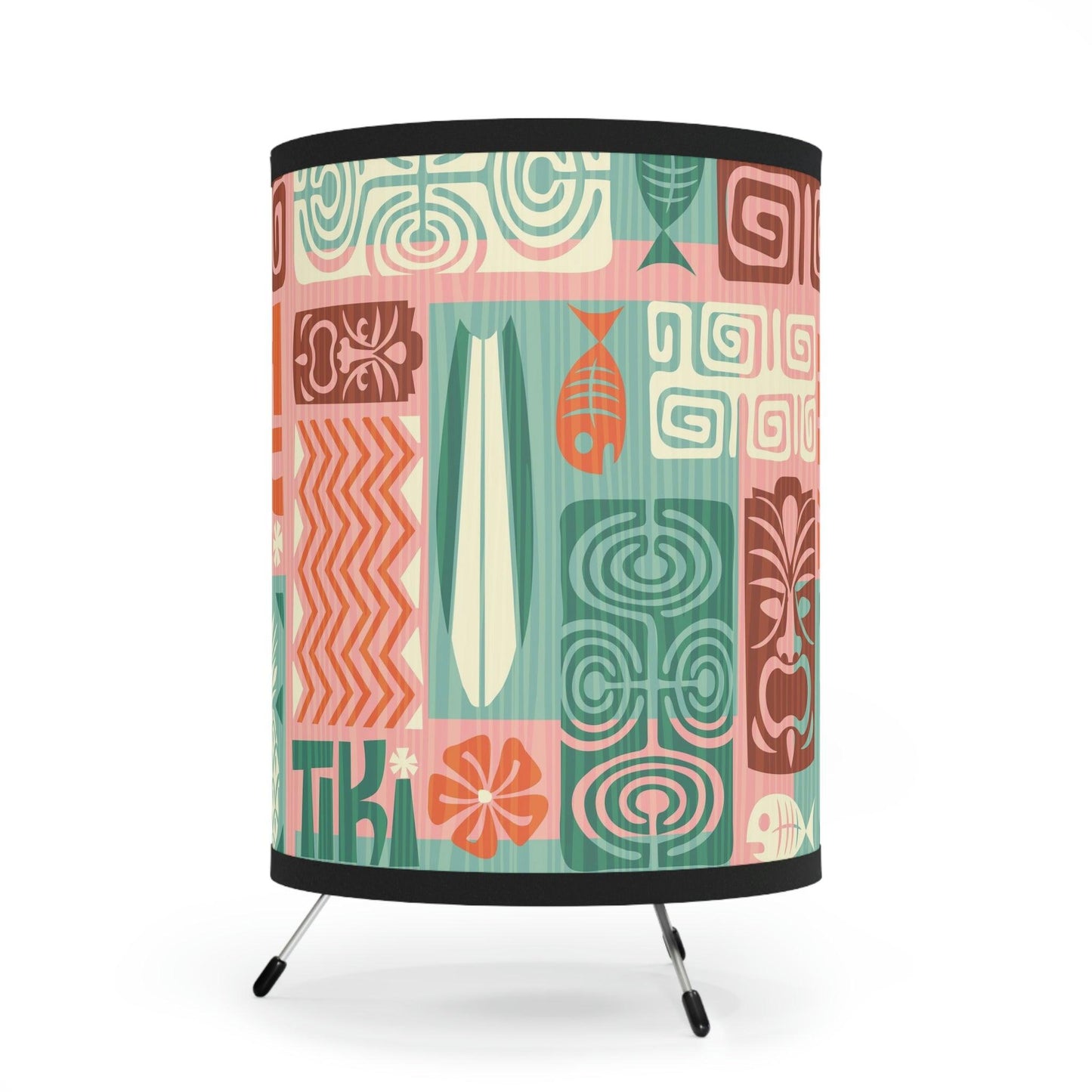 Tiki Inspired Retro 60s MCM Multicolor Tabletop Tripod Lamp | lovevisionkarma.com