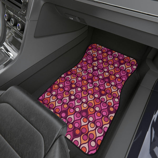 Groovy Mod, Retro Purple Magenta and Orange Car Mats (Set of 4) | lovevisionkarma.com