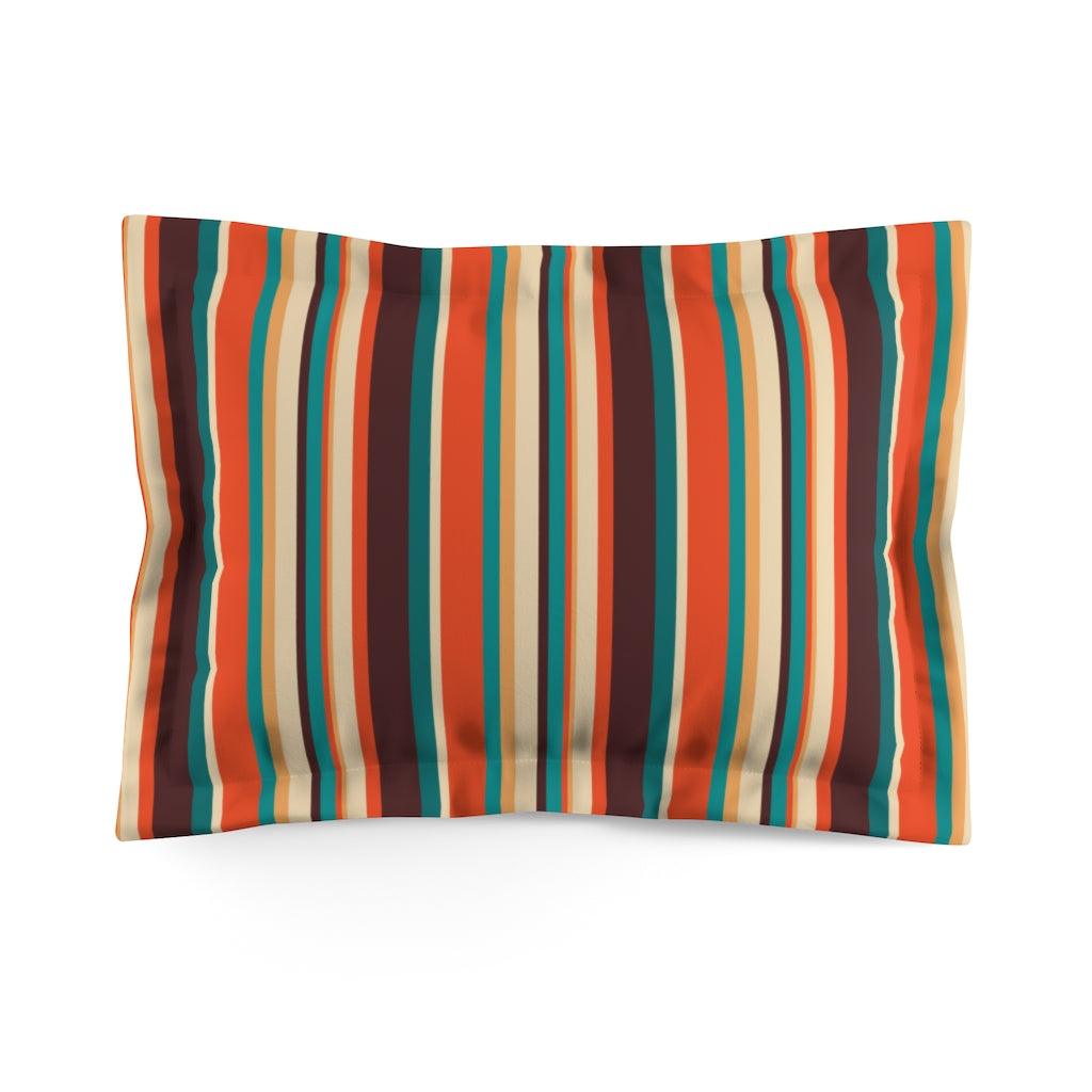 Retro 60s, 70s Brown, Orange and Cream Striped MCM Pillow Sham | lovevisionkarma.com