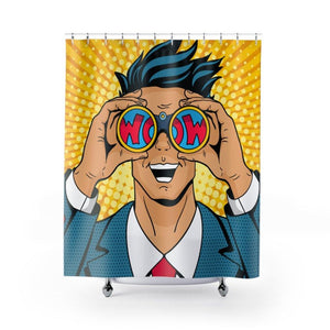 "Wow" Man Comic Pop Art Funny Shower Curtain | lovevisionkarma.com