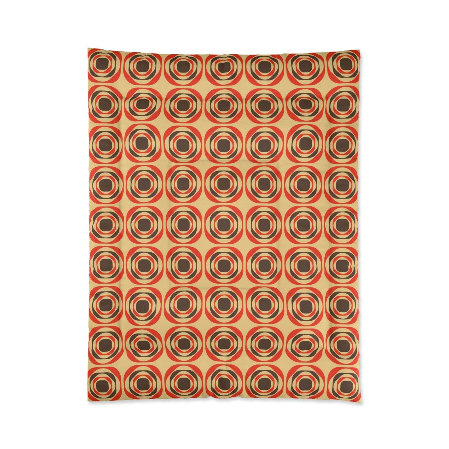 Retro 60s 70s Funky Mid Century Mod Geo Brown & Orange Comforter | lovevisionkarma.com