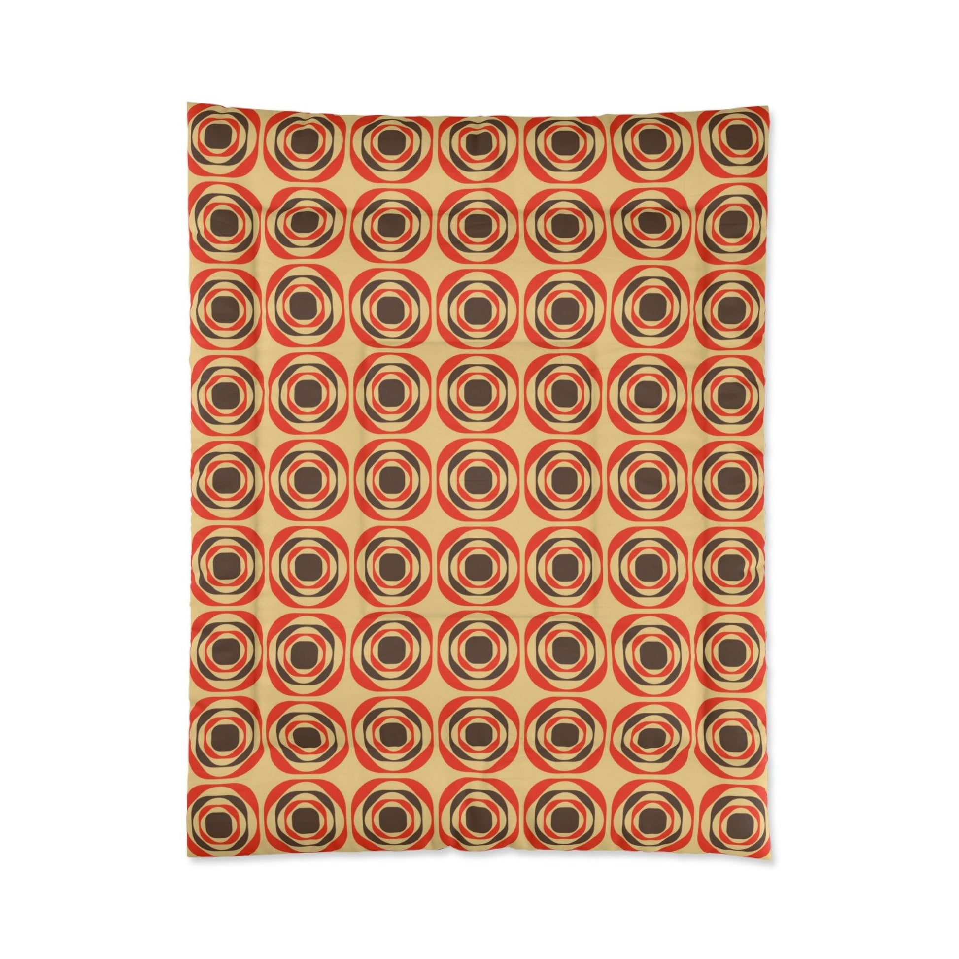 Retro 60s 70s Funky Mid Century Mod Geo Brown & Orange Comforter | lovevisionkarma.com