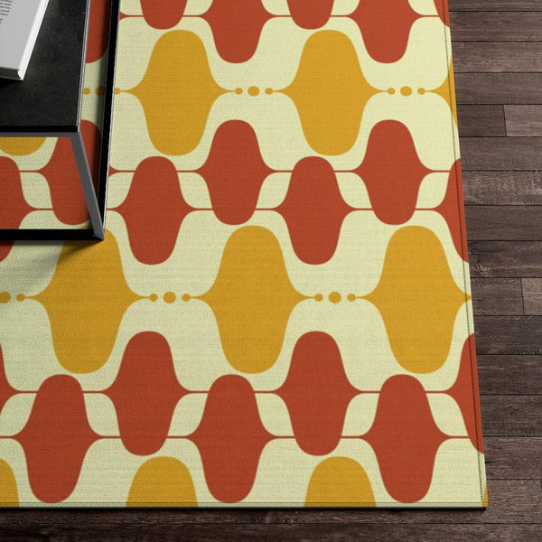 Retro Mid Century Modern Mustard & Orange Anti-Slip Accent Rug | lovevisionkarma.com