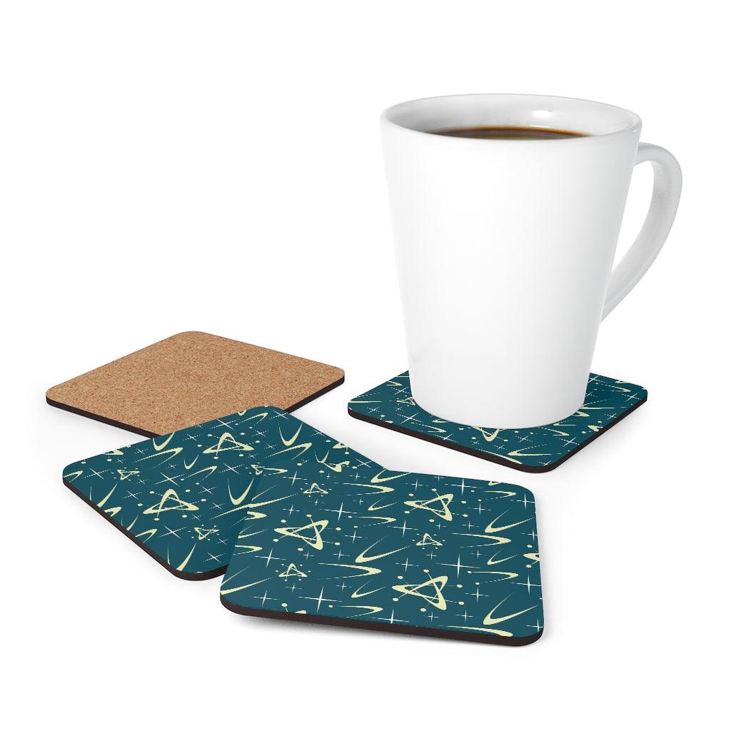 Retro Atomic Boomerang Blue Mid Century Coaster Set | lovevisionkarma.com