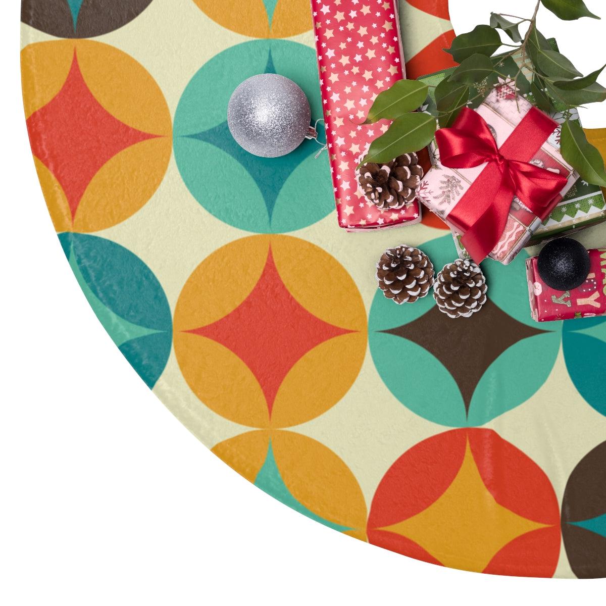 Mid Century Burst Multicolor Christmas Tree Skirt | lovevisionkarma.com