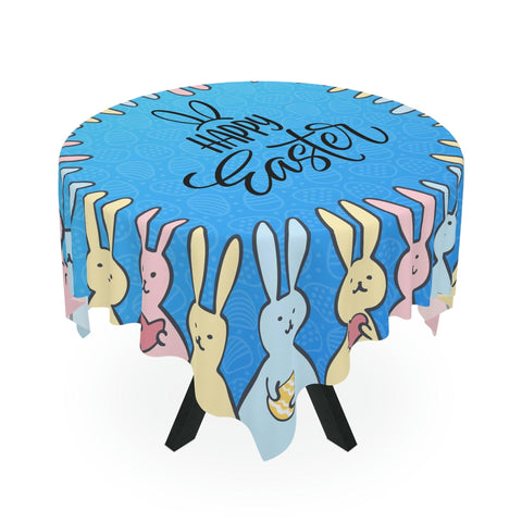 Cute Bunnies Easter Blue Square Tablecloth | lovevisionkarma.com