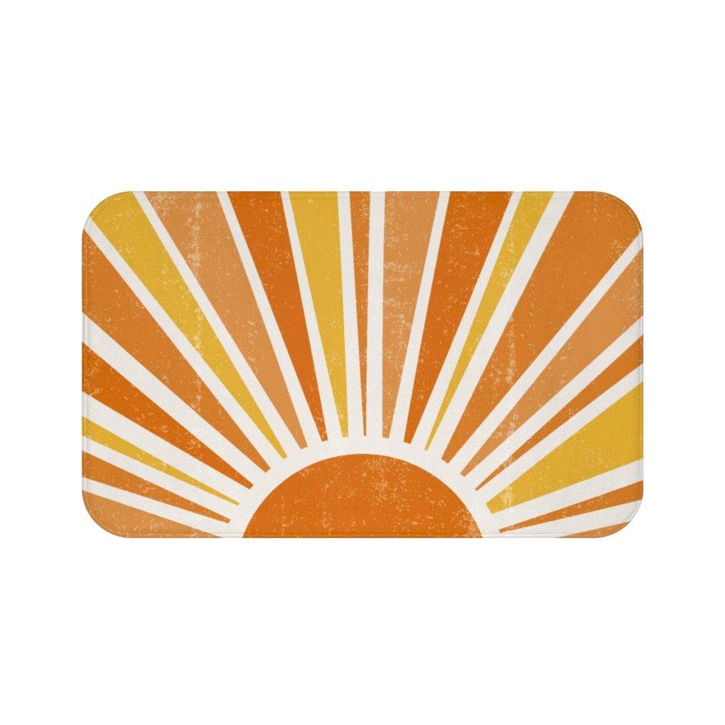 Retro 60s 70s Boho Sunrise MCM Bath Mat | lovevisionkarma.com