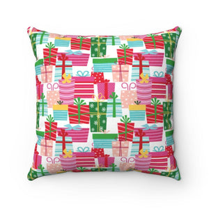 Mid Century Modern Multicolor Presents Christmas Pillow | lovevisionkarma.com