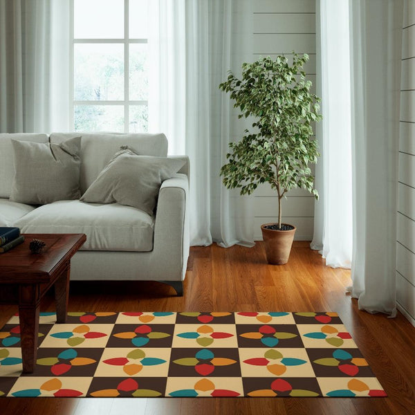Retro 60s, 70s Mid Century Mod Multicolor Anti-Slip Rug | lovevisionkarma.com