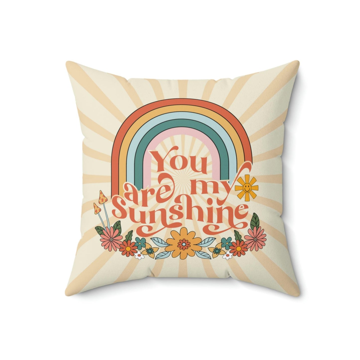 Groovy 60s "You Are My Sunshine" Colorful MCM Throw Pillow | lovevisionkarma.com