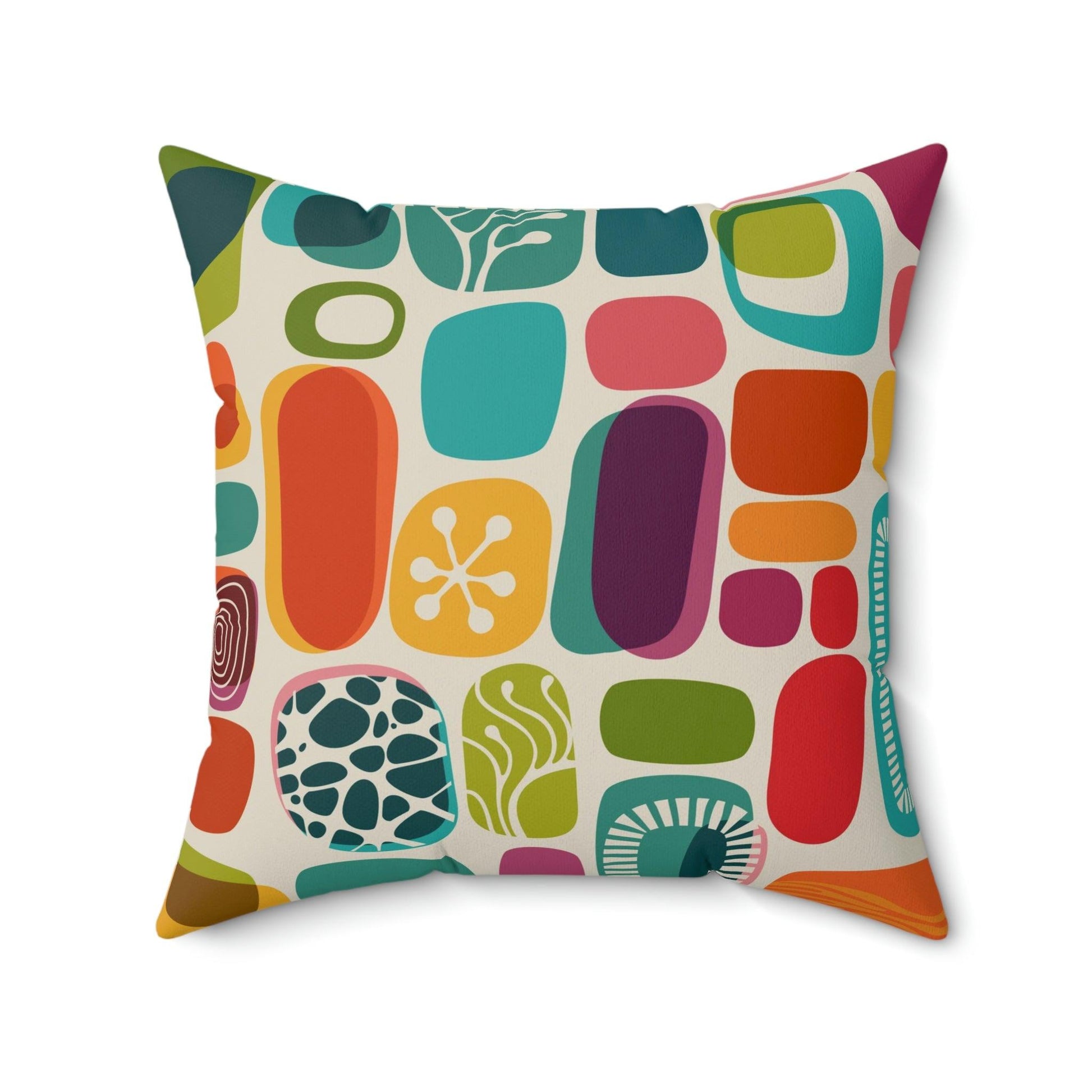 Retro 50s 60s Mid Century Mod Abstract Vibrant Multicolor Throw Pillow | lovevisionkarma.com