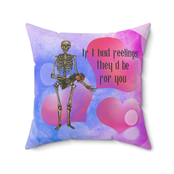 Funny Valentine's Skeleton Sweet Pink and Blue Throw Pillow | lovevisionkarma.com