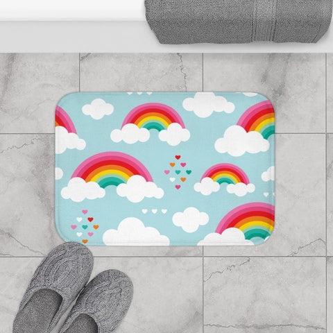 Rainbows and Sky Whimsical Bath Mat | lovevisionkarma.com