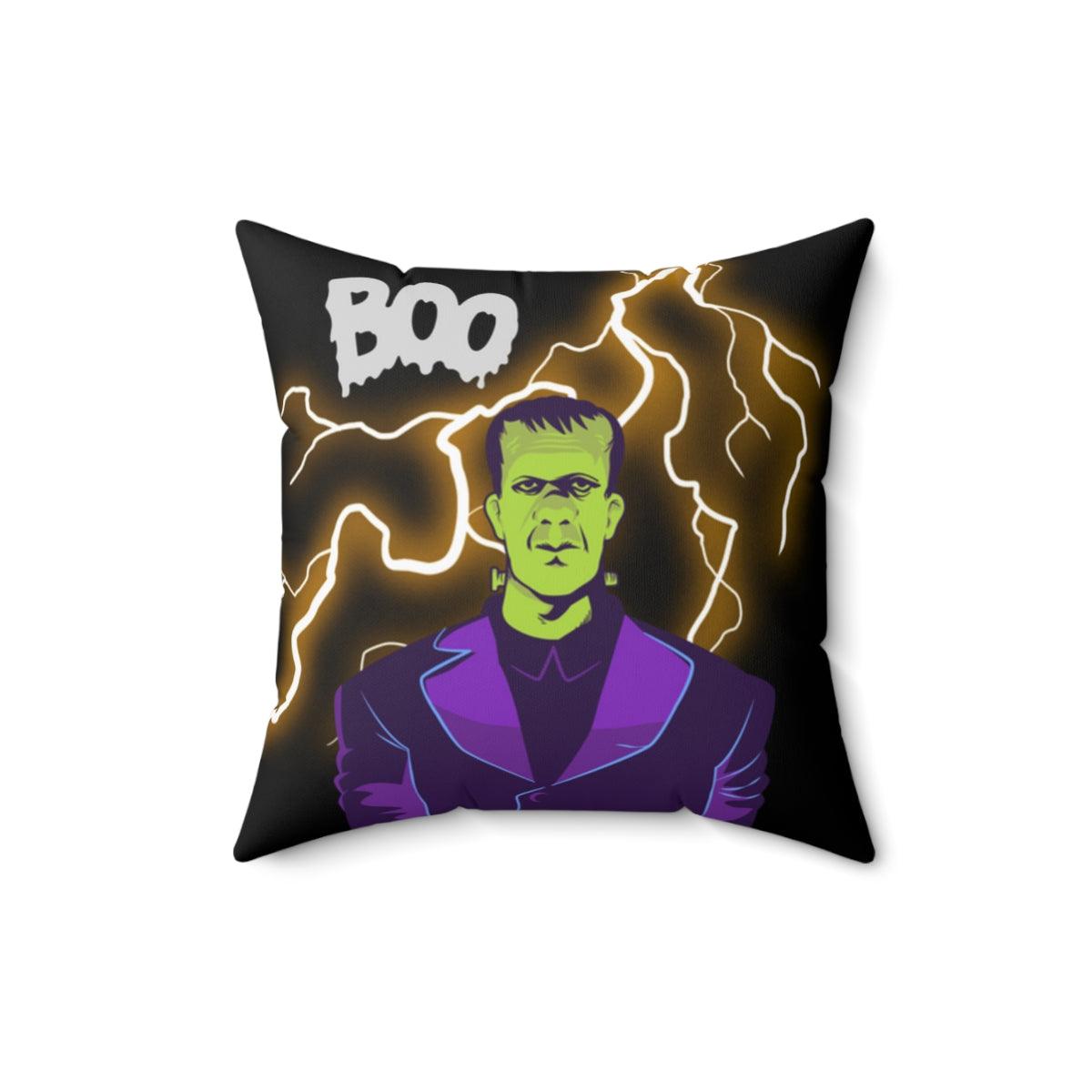 Retro Frankenstein Funny Halloween Throw Pillow | lovevisionkarma.com