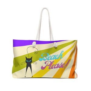 Retro Cat Beach Please Weekender Tote Bag | lovevisionkarma.com