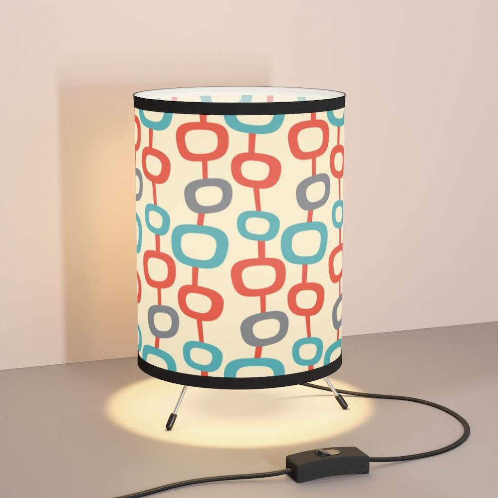 Mid Century Mod Geometric Blue, Orange & Gray Accent Lamp | lovevisionkarma.com