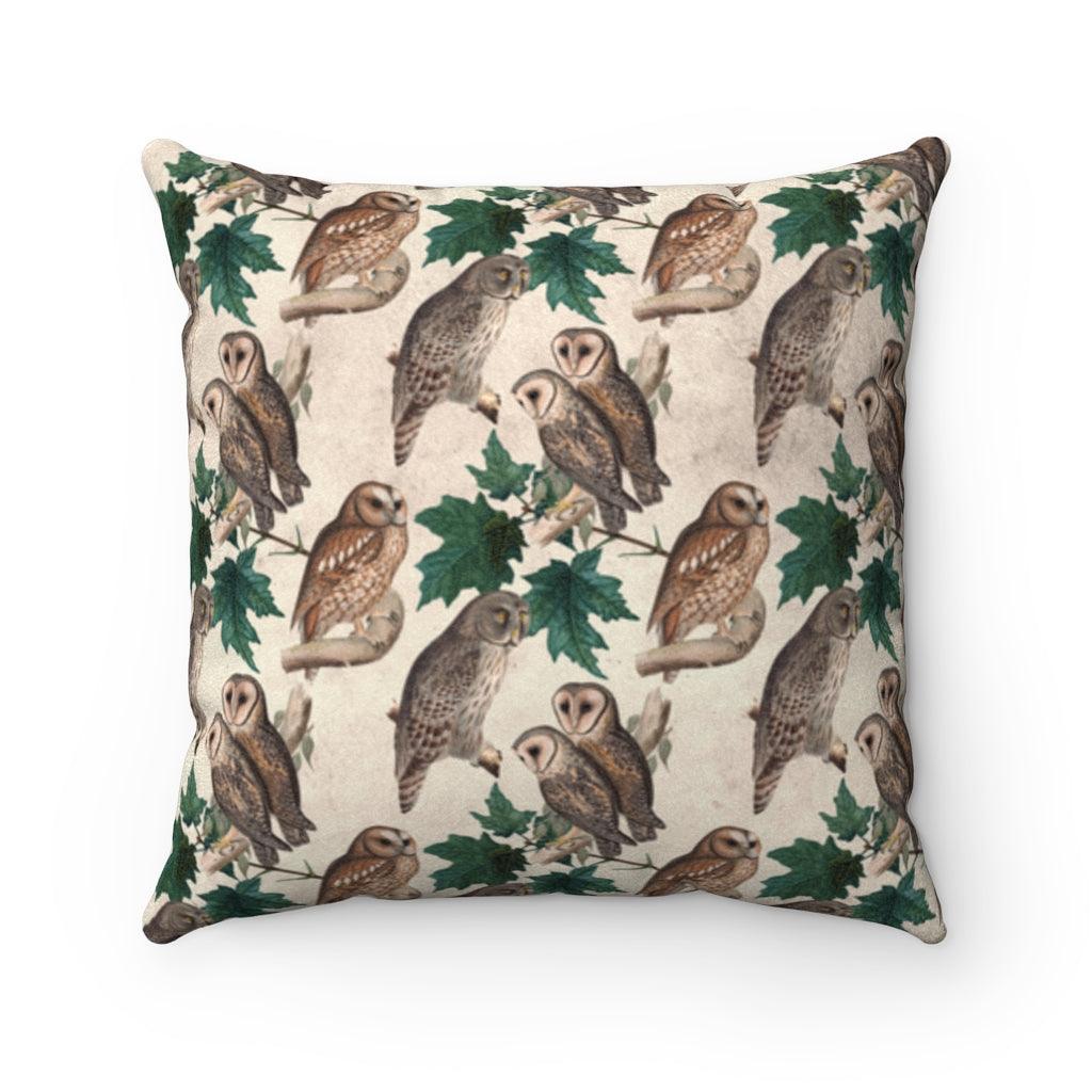 Cottagecore Barn Owl Multicolor Retro Woodland Pillow | lovevisionkarma.com