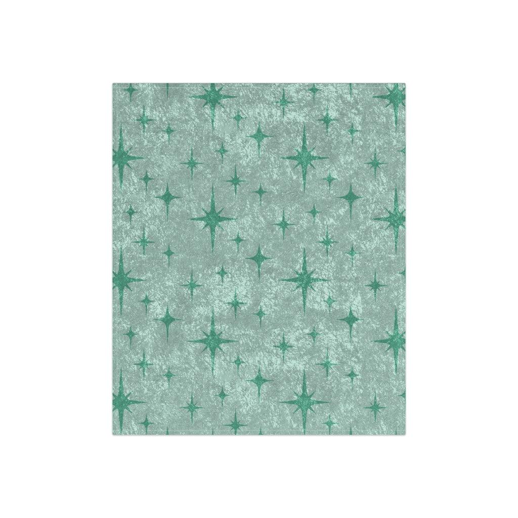 Retro Atomic Starburst Mint Green MCM Crushed Velvet Blanket | lovevisionkarma.com