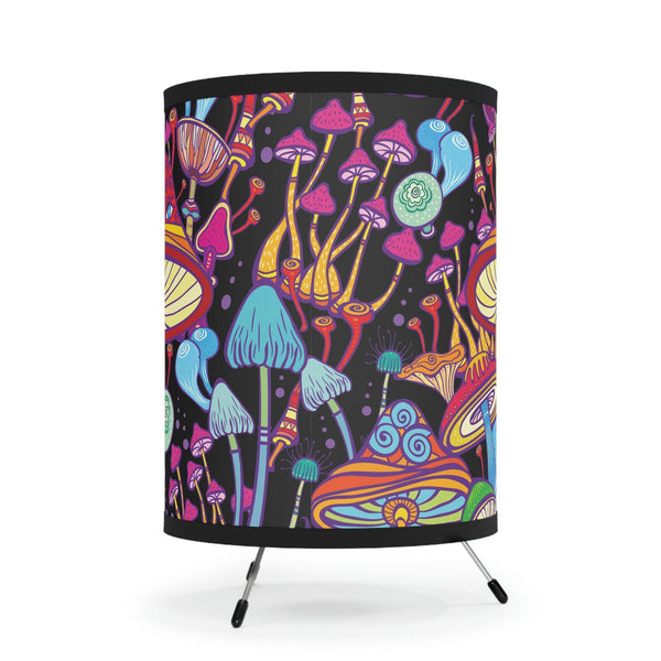 Trippy Space Mushroom Hippie MCM Colorful Tripod Tabletop Lamp | lovevisionkarma.com