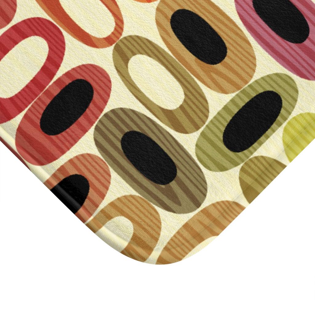 Retro Mid Century Modern Colorful Ovals Bath Mat | lovevisionkarma.com