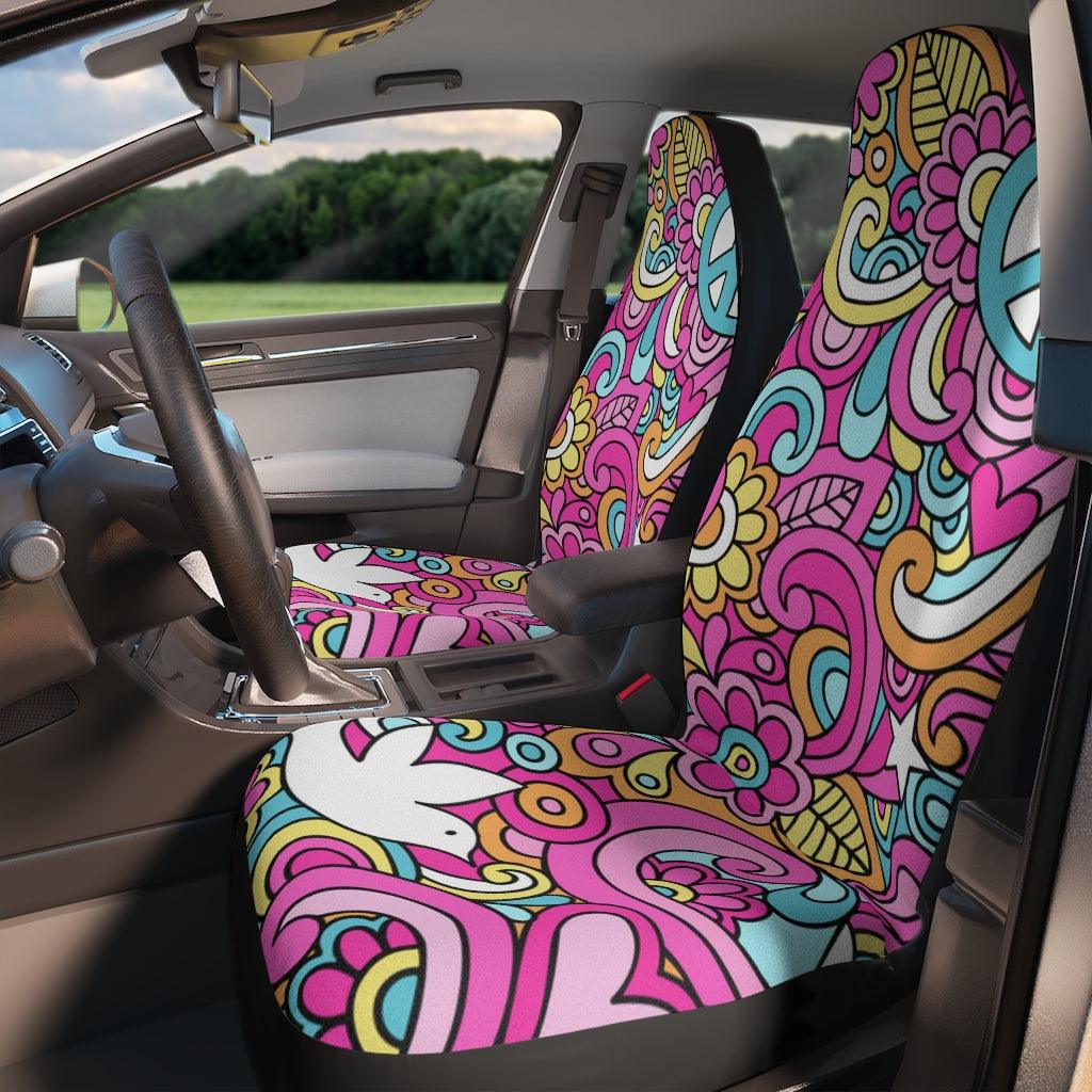 Groovy Doodle Multicolor MCM Car Seat Covers | lovevisionkarma.com