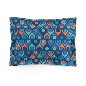 Retro Mid Century Mod Geometric Blue & Coral Orange Pillow Sham | lovevisionkarma.com