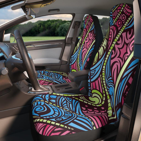 Boho Abstract MCM Blue, Pink & Green Car Seat Covers | lovevisionkarma.com
