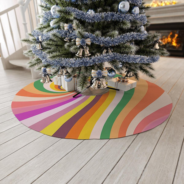 Groovy Retro Candy Swirl 60's MCM Colorful Christmas Tree Skirt | lovevisionkarma.com