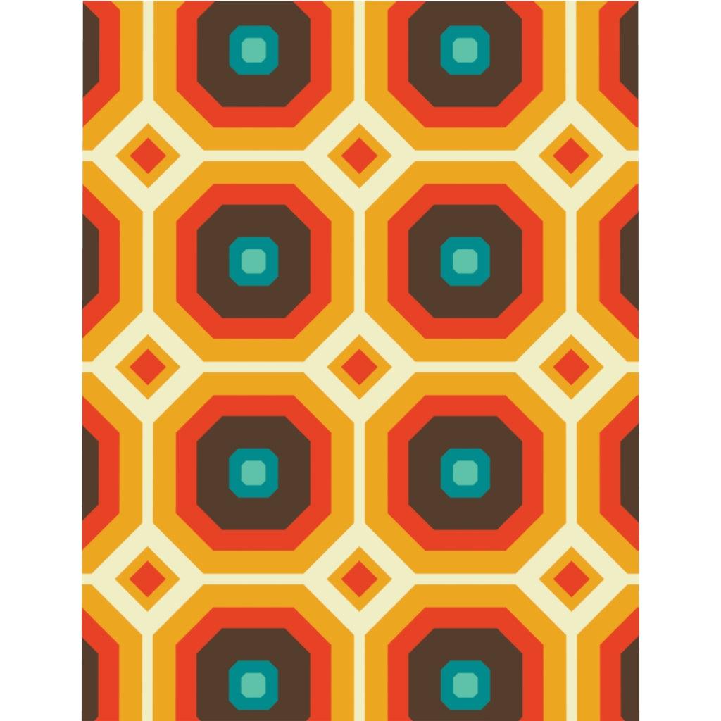 Retro 60s Mid Century Geometric Brown & Orange Duvet Cover | lovevisionkarma.com
