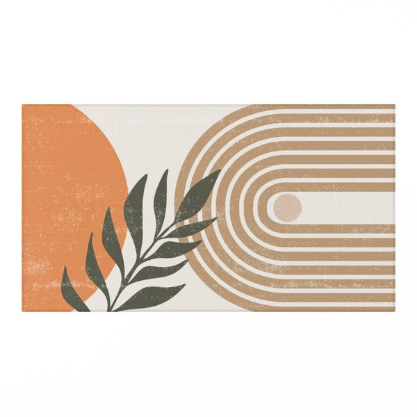 Boho Abstract Sun & Leaves MCM Multicolor Anti-Slip Rug | lovevisionkarma.com
