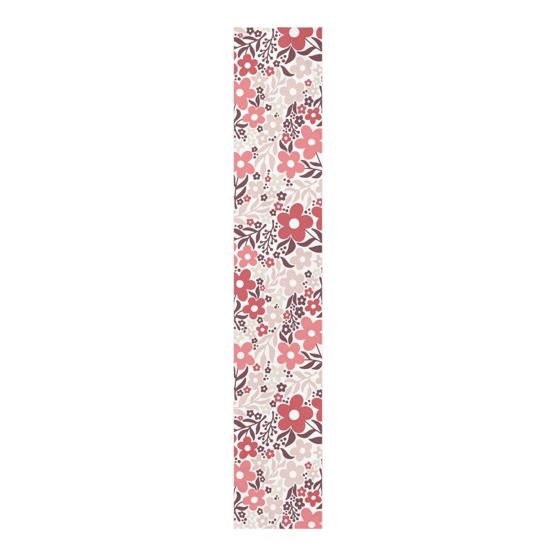 Retro Minimalist Flowers Coral and Pink Mid Century Table Runner | lovevisionkarma.com