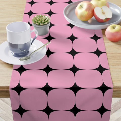Retro Atomic Burst Mid Century Pink and Black Table Runner | lovevisionkarma.com