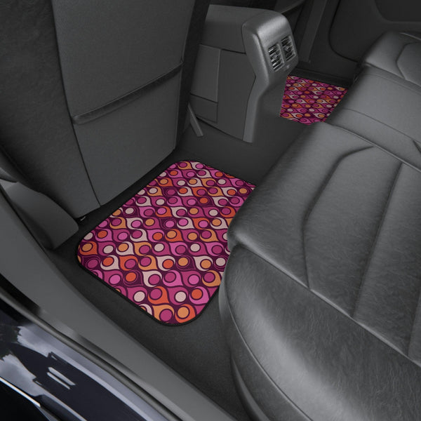 Groovy Mod, Retro Purple Magenta and Orange Car Mats (Set of 4) | lovevisionkarma.com