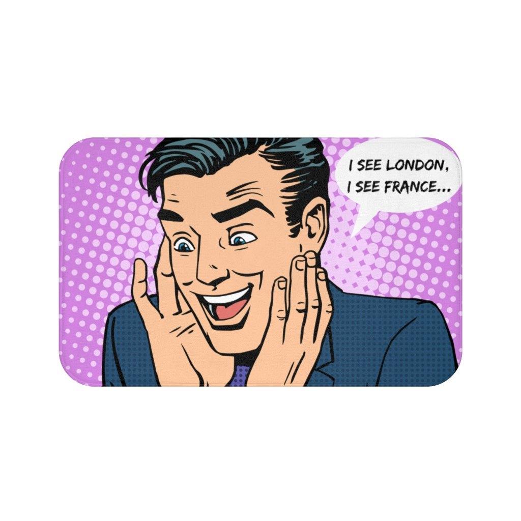 "I see London, I see France" Comic Pop Art Funny Bath Mat | lovevisionkarma.com