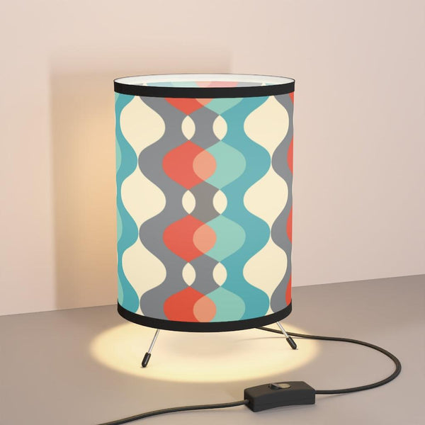 Mid Century Mod Abstract Blue, Gray & Orange Tripod Accent Lamp | lovevisionkarma.com