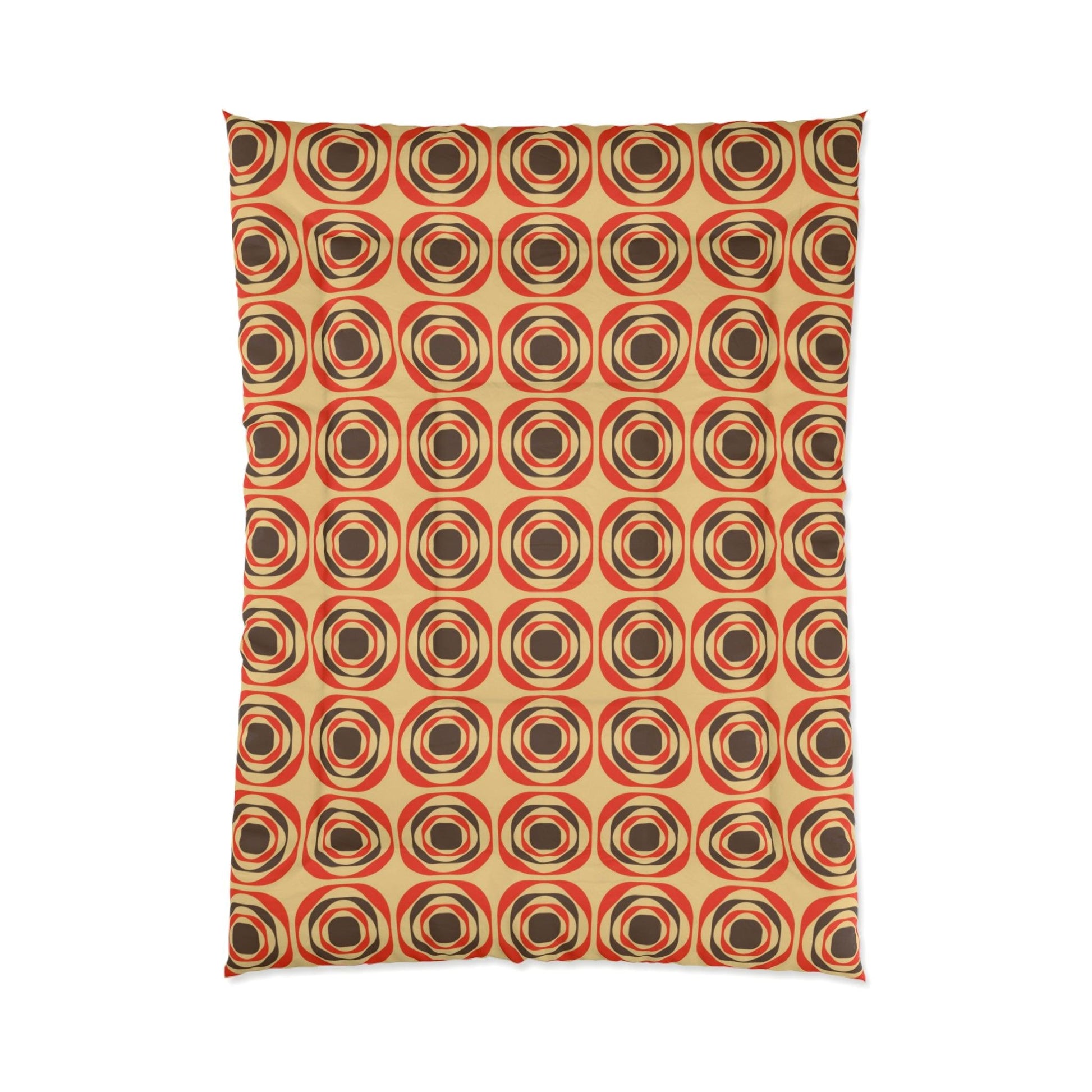 Retro 60s 70s Funky Mid Century Mod Geo Brown & Orange Comforter | lovevisionkarma.com