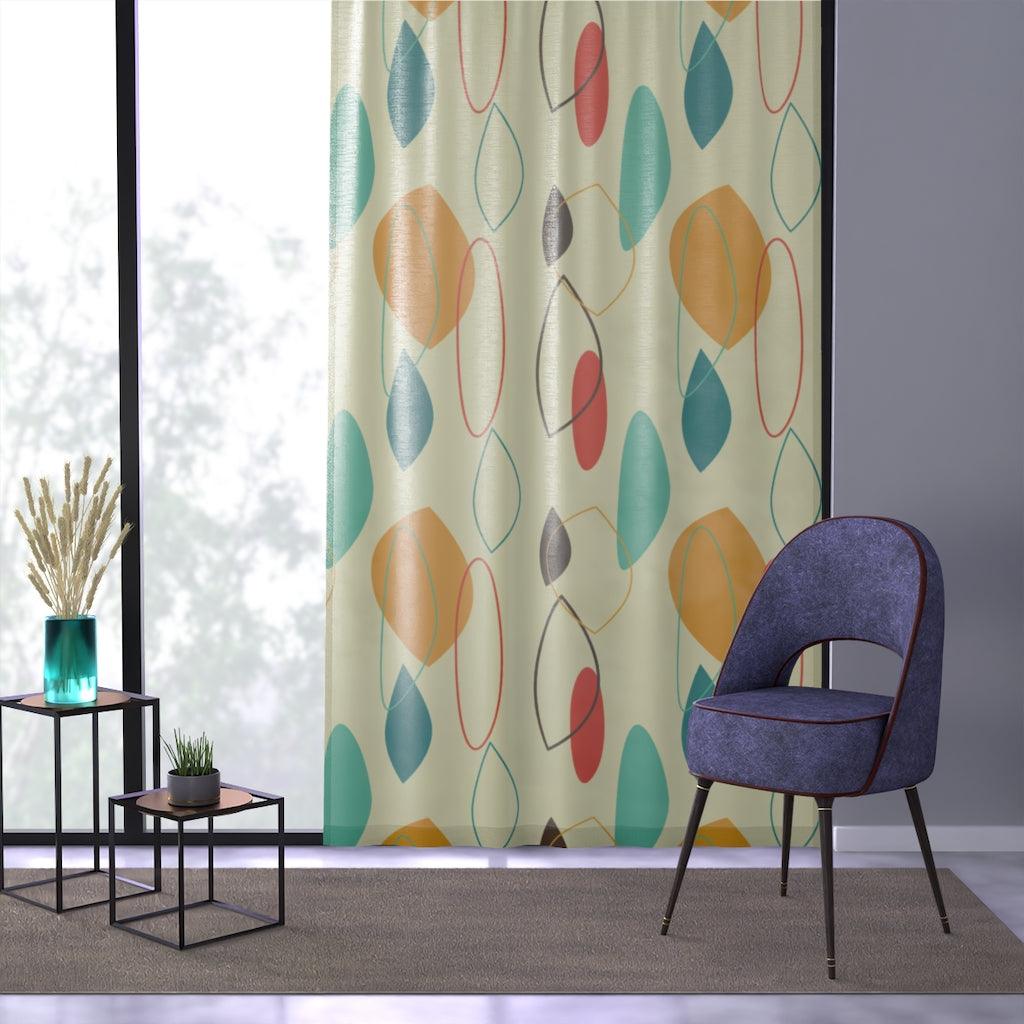 Retro 50's Mid Century Mod Abstract Multicolor Sheer Window Curtain | lovevisionkarma.com