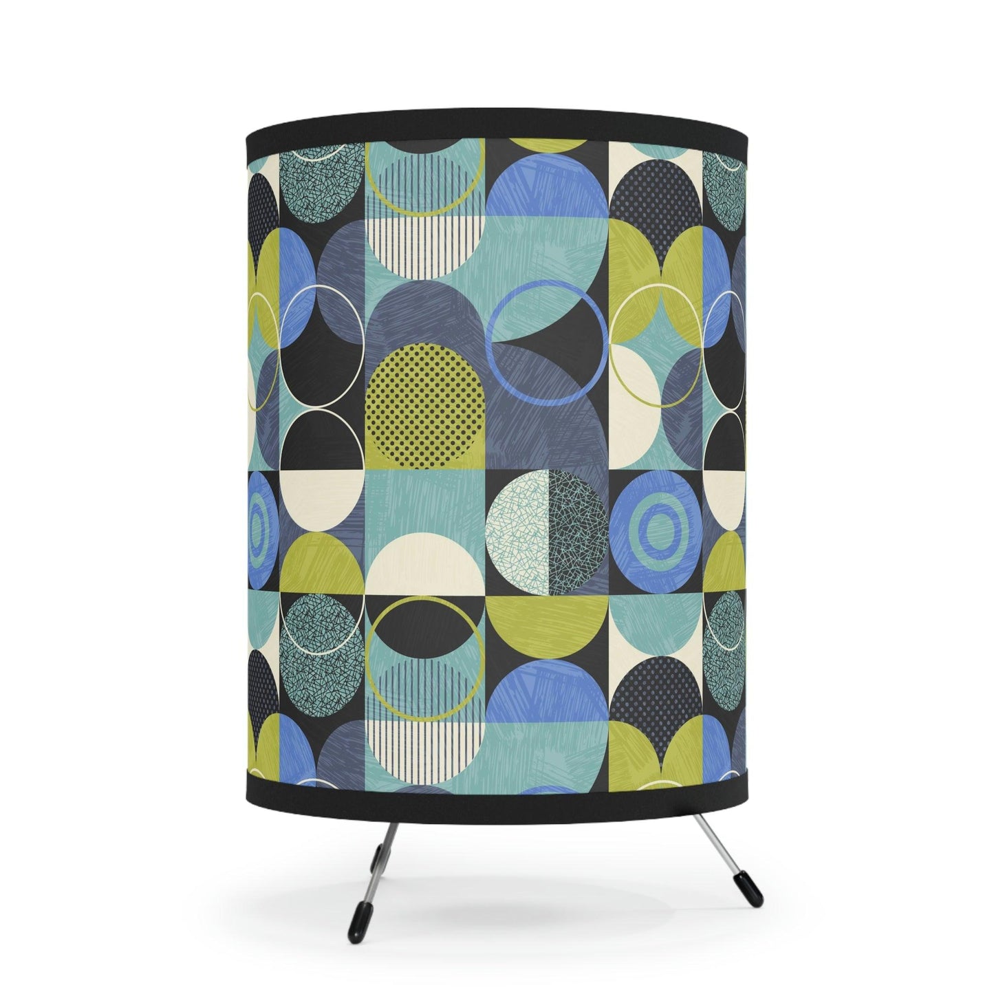Retro Mid Century Mod Abstract Blue and Green Tripod Tabletop Accent Lamp | lovevisionkarma.com