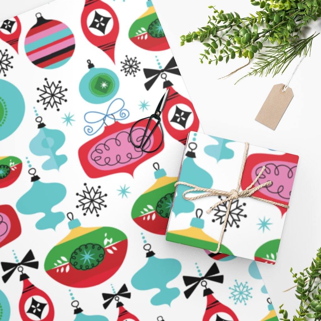 Atomic Christmas Retro Ornament Multicolor Gift Wrapping Paper | lovevisionkarma.com