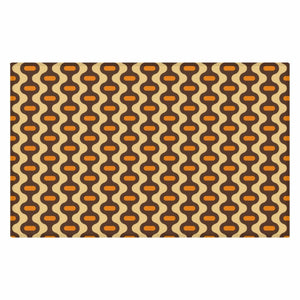 Retro Mod 60s, 70s Geometric Brown, Mustard & Cream MCM Anti-Slip Rug | lovevisionkarma.com