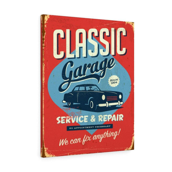 Retro Orange 1950's Garage Sign Mid Century Canvas Gallery Wrap | lovevisionkarma.com