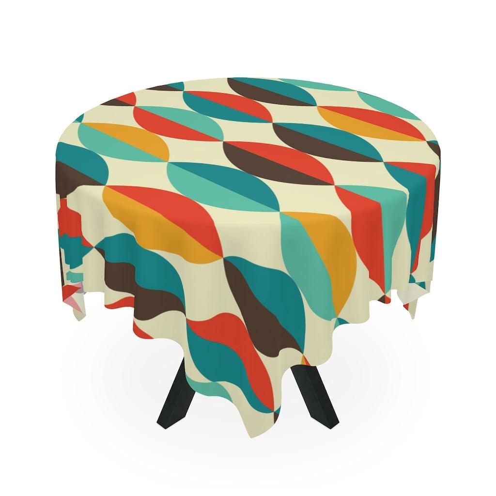 Retro Multicolor Ovals Mid Century Mod Tablecloth | lovevisionkarma.com