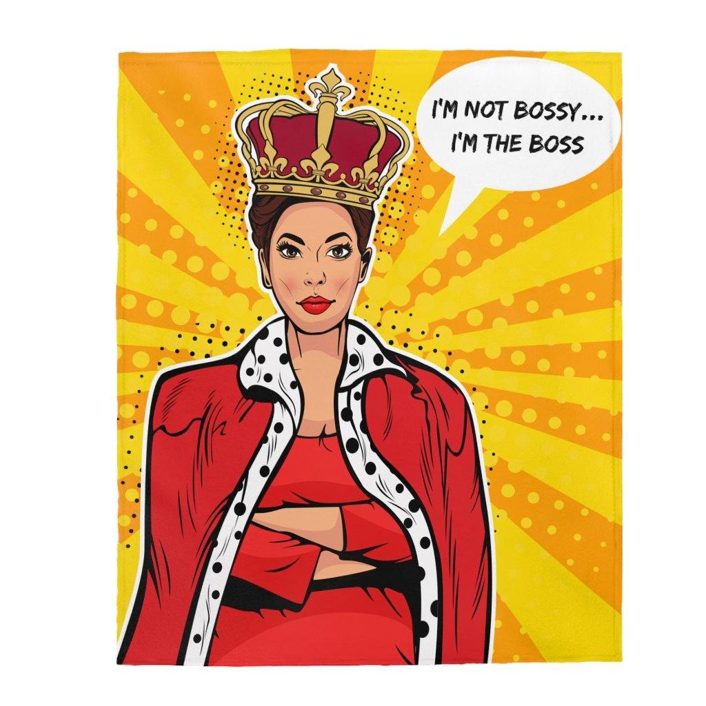 "I'm the Boss" Comic Pop Art Velveteen Lightweight Blanket | lovevisionkarma.com
