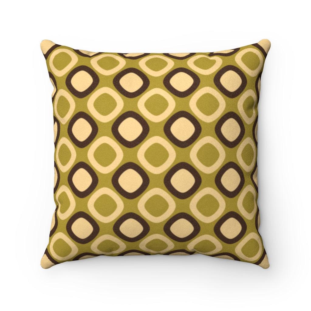 Retro Mod Squares Mid Century Green Pillow | lovevisionkarma.com