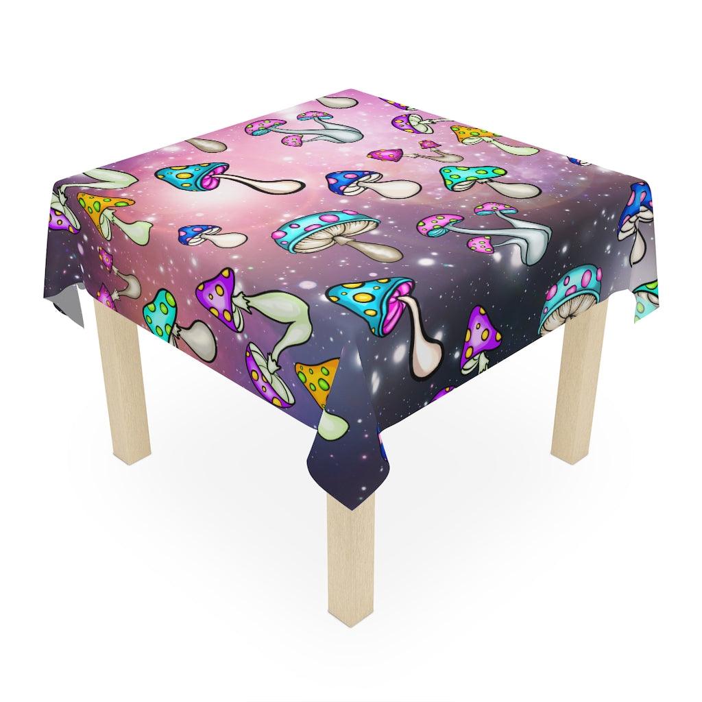 Groovy Cosmic Mushroomcore Colorful Hippie Tablecloth | lovevisionkarma.com